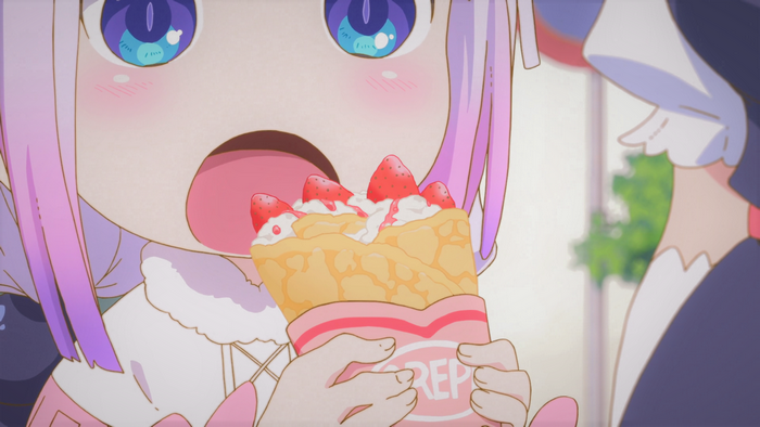 Kanna Kamui from Miss Kobayashi's Dragon Maid eating a crepe