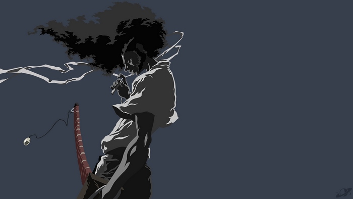 Afro Samurai with Katana and Smoking