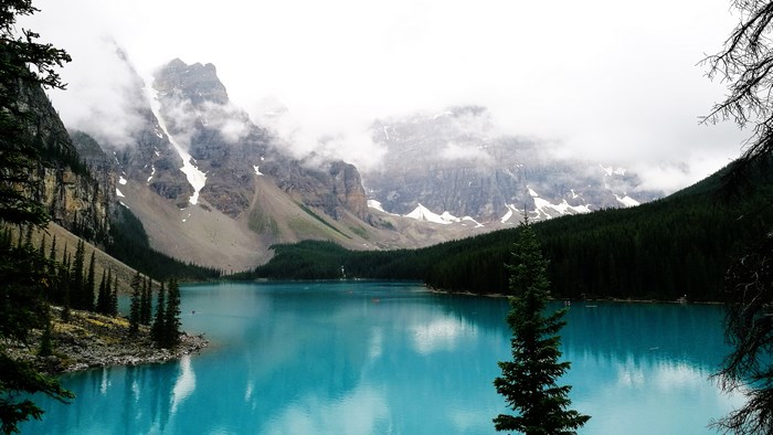Turquoise lake and mountains in Banff National Park