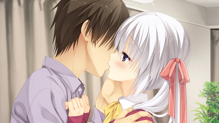 Ayachi Nene and Shuuji kissing