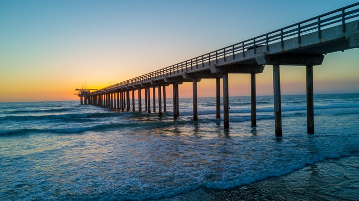 Scripps Pier at Sunrise Over the Ocean