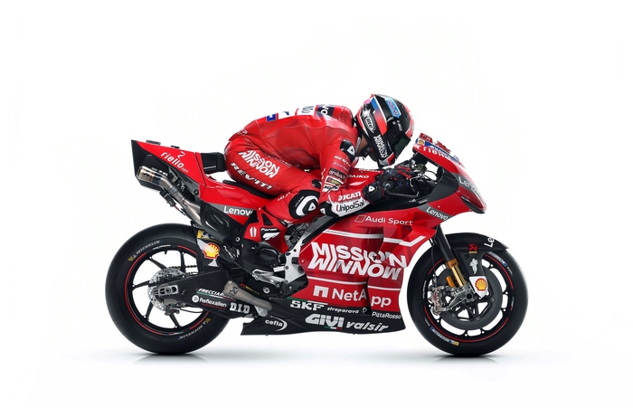 Andrea Dovizioso on Ducati Desmosedici GP19 MotoGP race bike