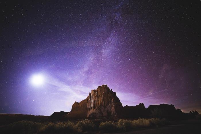Milky Way over rock formations in Utah