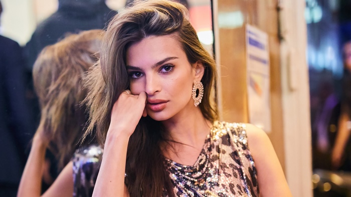Emily Ratajkowski in sequined dress