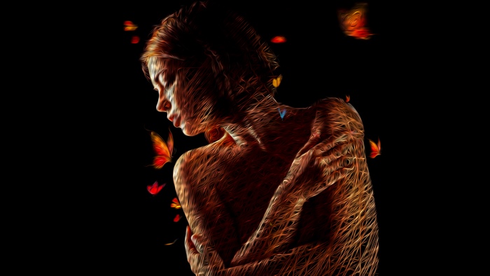 Girl with butterflies CGI