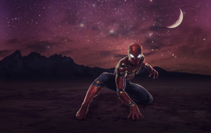 Iron Spider from Marvel Comics in a starry night