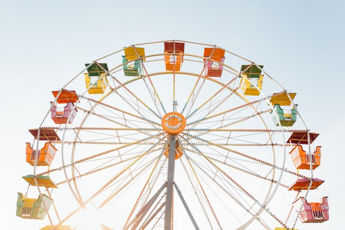 Colorful Ferris Wheel at Amusement Park