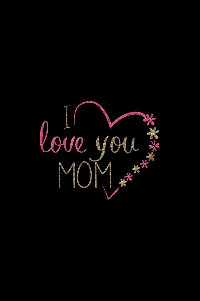 I Love You Mom heart with flowers