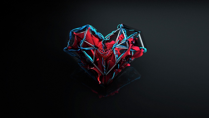 Abstract Red and Blue Heart Sculpture