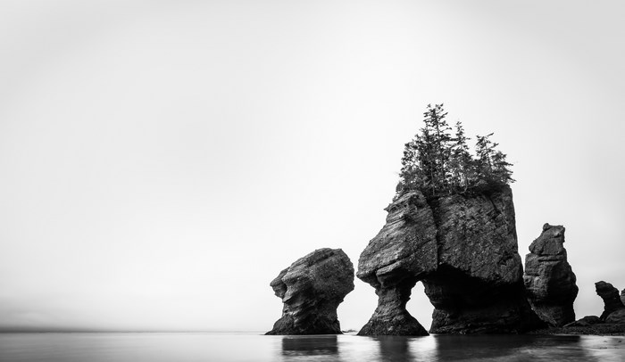 Hopewell Rocks black and white ocean arch