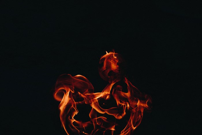 Burning fire flames in the dark