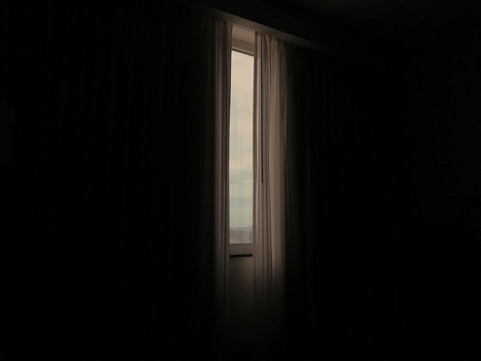 Interior with window and curtains