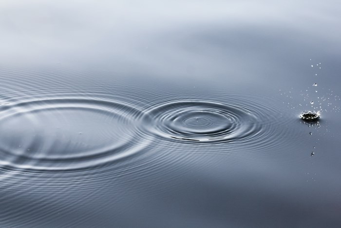 Ripples and Splash on Calm Water Surface