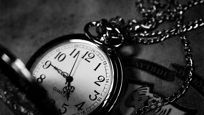 Vintage Pocket Watch with Chain Black and White