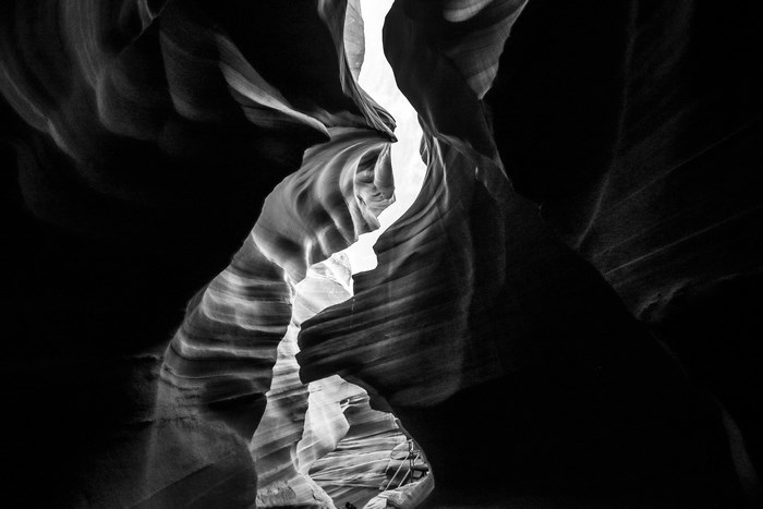 Antelope Canyon Arizona Black and White Rock Formation