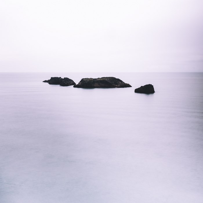 Minimalist seascape with rocks in Iceland