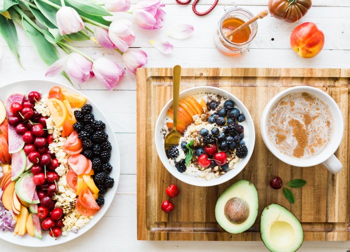 Healthy Breakfast with Fresh Fruits and Coffee