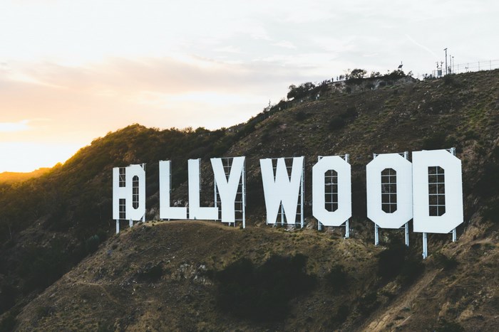 The Hollywood Sign on a Hillside at Sunrise