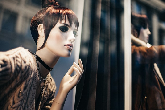 Mannequin in a store window display