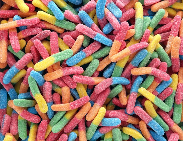 Colorful gummy worm candies
