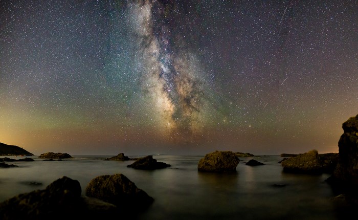Milky Way over the Ocean with Rocks