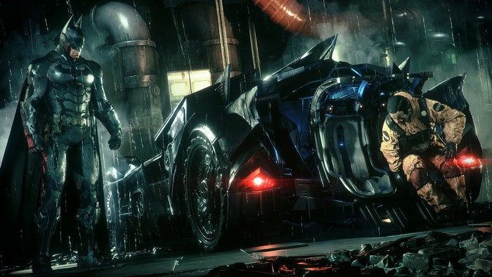 Batman and henchman with Batmobile