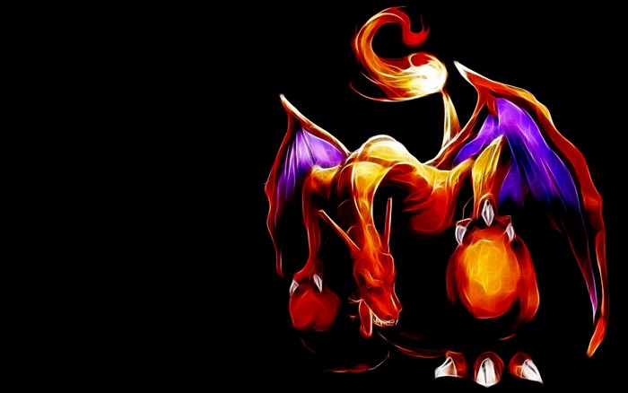 Charizard from Pokemon with fiery effect