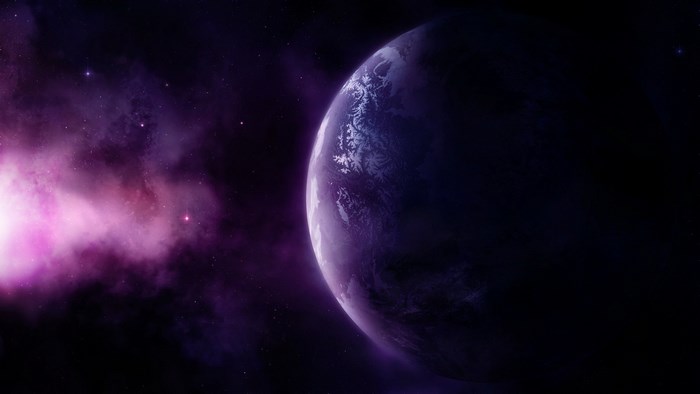 Purple planet in a nebula