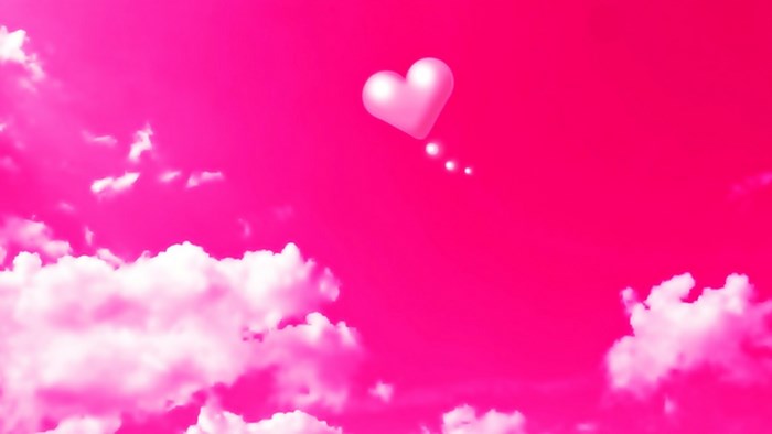 Pink Sky with Clouds and Heart