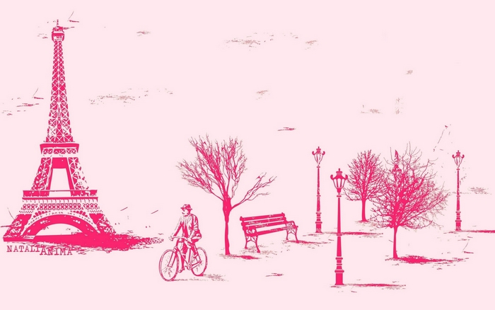 Eiffel Tower with a person cycling