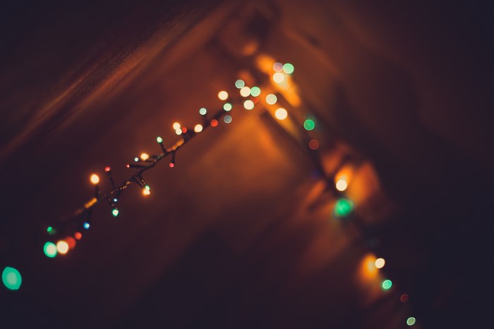 Colorful Festive String Lights with Bokeh Effect