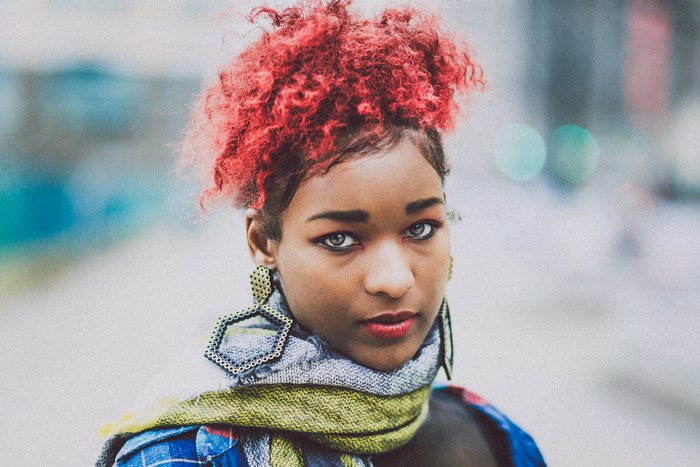 Portrait of a Beautiful African American Woman with Scarf
