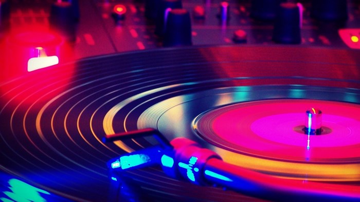 DJ Turntable with Red and Blue Lights