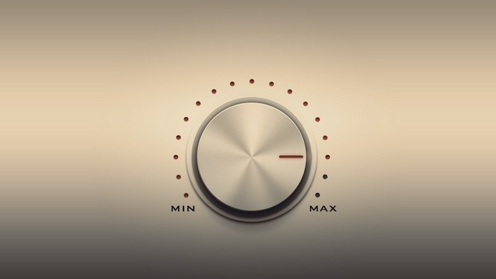 Volume knob with MIN and MAX labels