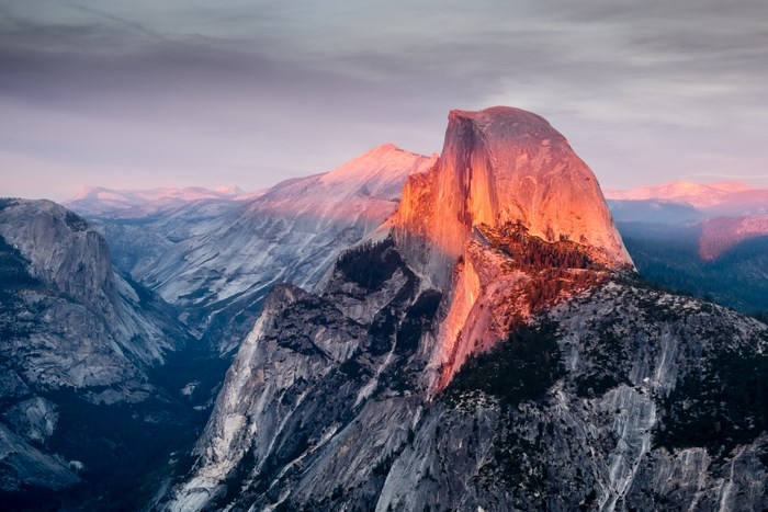 Half Dome Yosemite National Park at Sunset