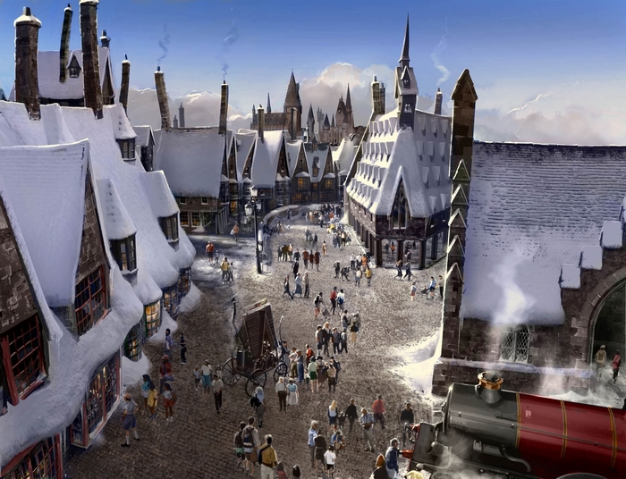 Hogsmeade Village and Hogwarts Castle from Harry Potter