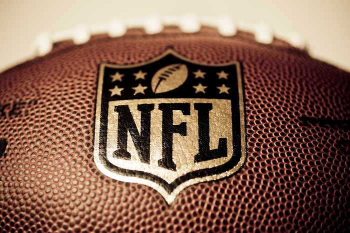 Close-up of NFL Football with Logo