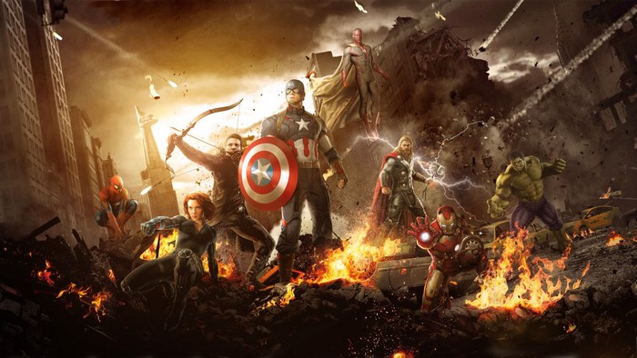 Avengers in a Destroyed City