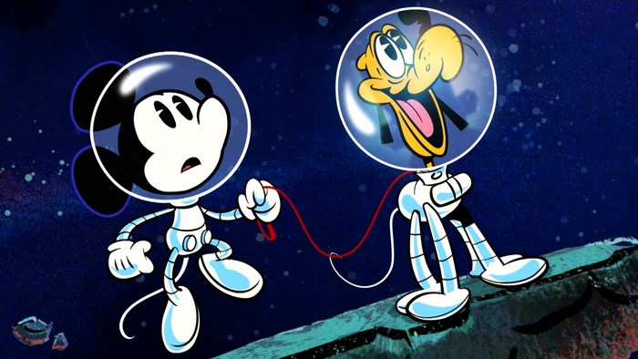Mickey Mouse and Pluto in Space