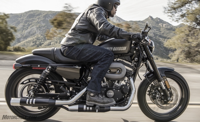 Man riding a Harley-Davidson motorcycle