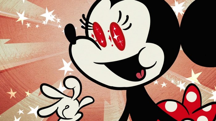 Minnie Mouse with sparkling eyes