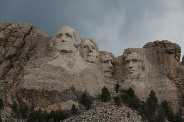 Mount Rushmore National Memorial with cloudy sky