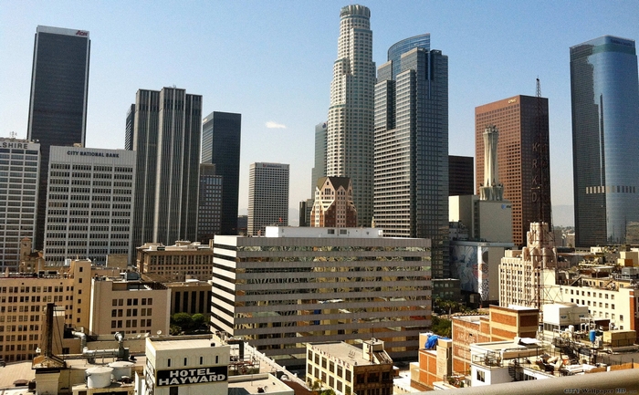 Los Angeles Downtown Skyline with City National Bank