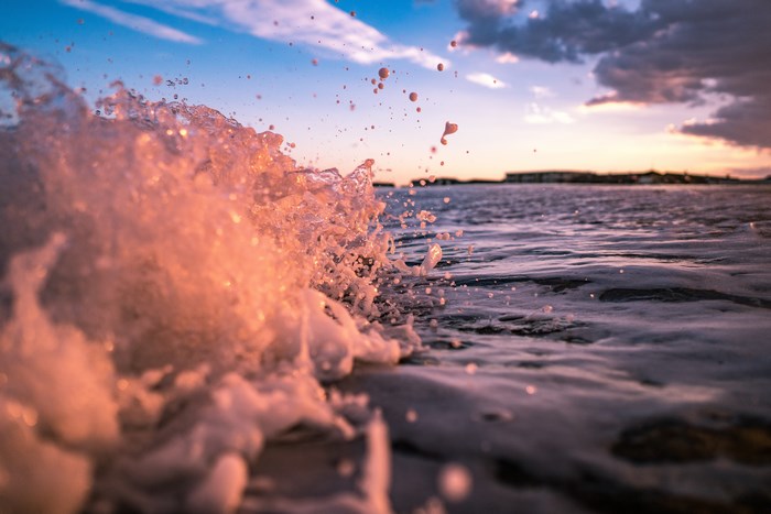 Sunset wave splash on the East Coast