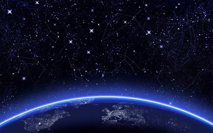 Earth from space with constellations