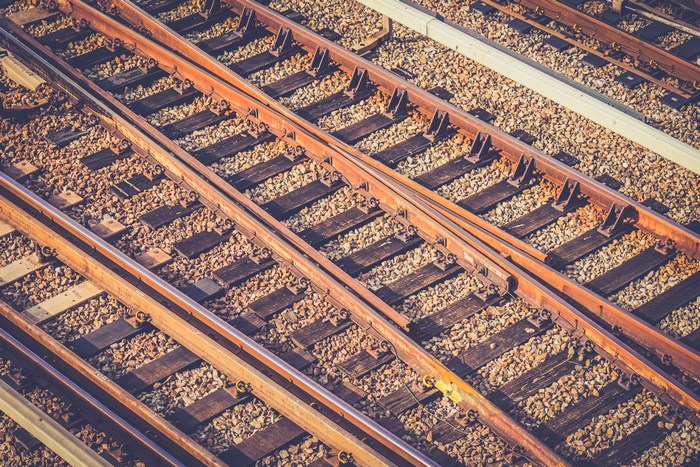 Close-Up of Singapore Train Tracks and Gravel