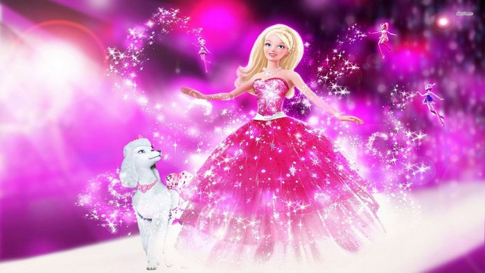 Barbie in Sparkling Pink Gown with White Poodle