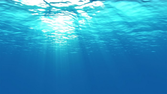 Underwater scene with sun rays
