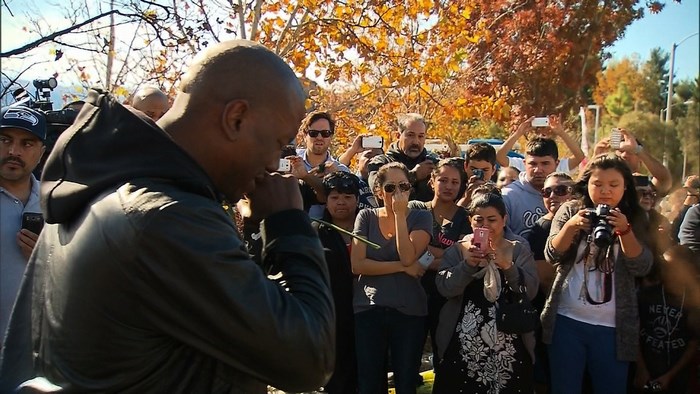 Paul Walker and crowd filming