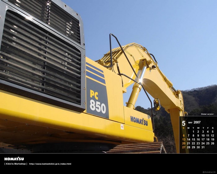 Komatsu PC850 excavator with May 2007 calendar